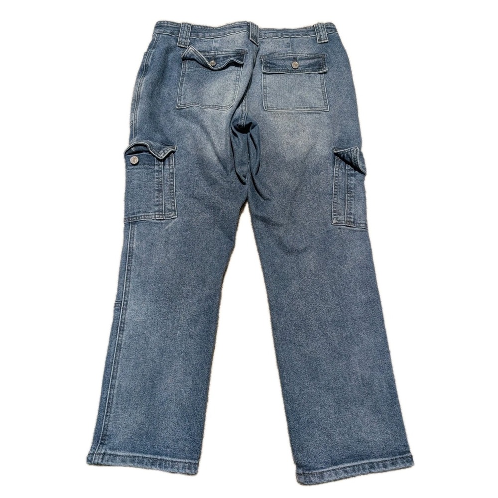 KanCan High Rise Cargo Jeans Womens Size 11/29, Patch Work Denim Baggy - Picture 6 of 10